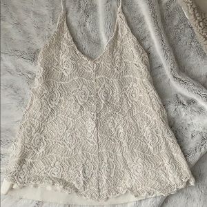 White lace halter tank